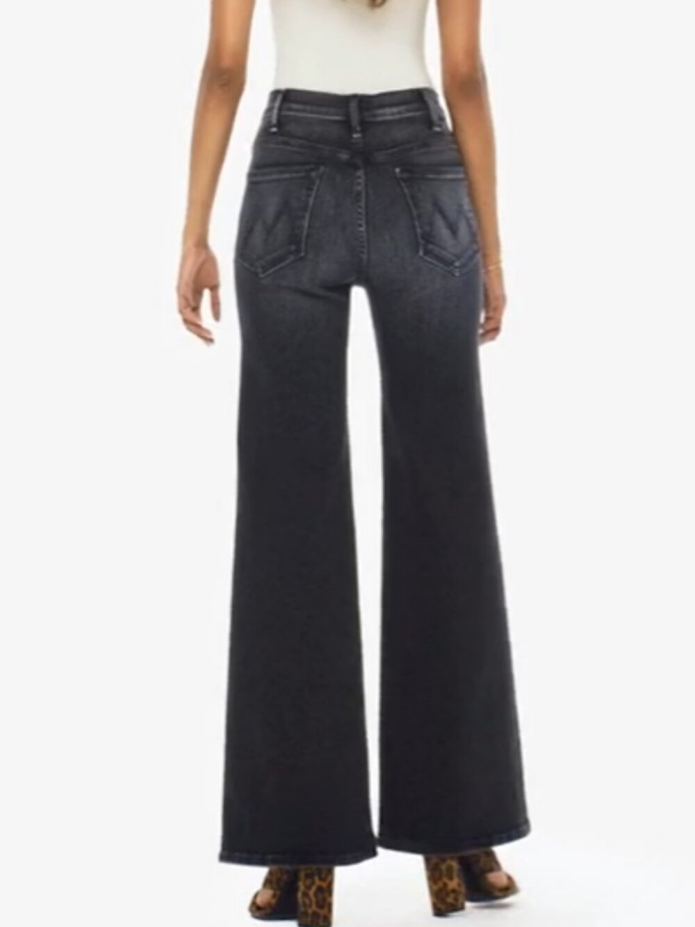 MOTHER Hustler Roller Sneak Jeans 25 Not Today Satan High Rise Wide Leg Flare - Picture 2 of 16